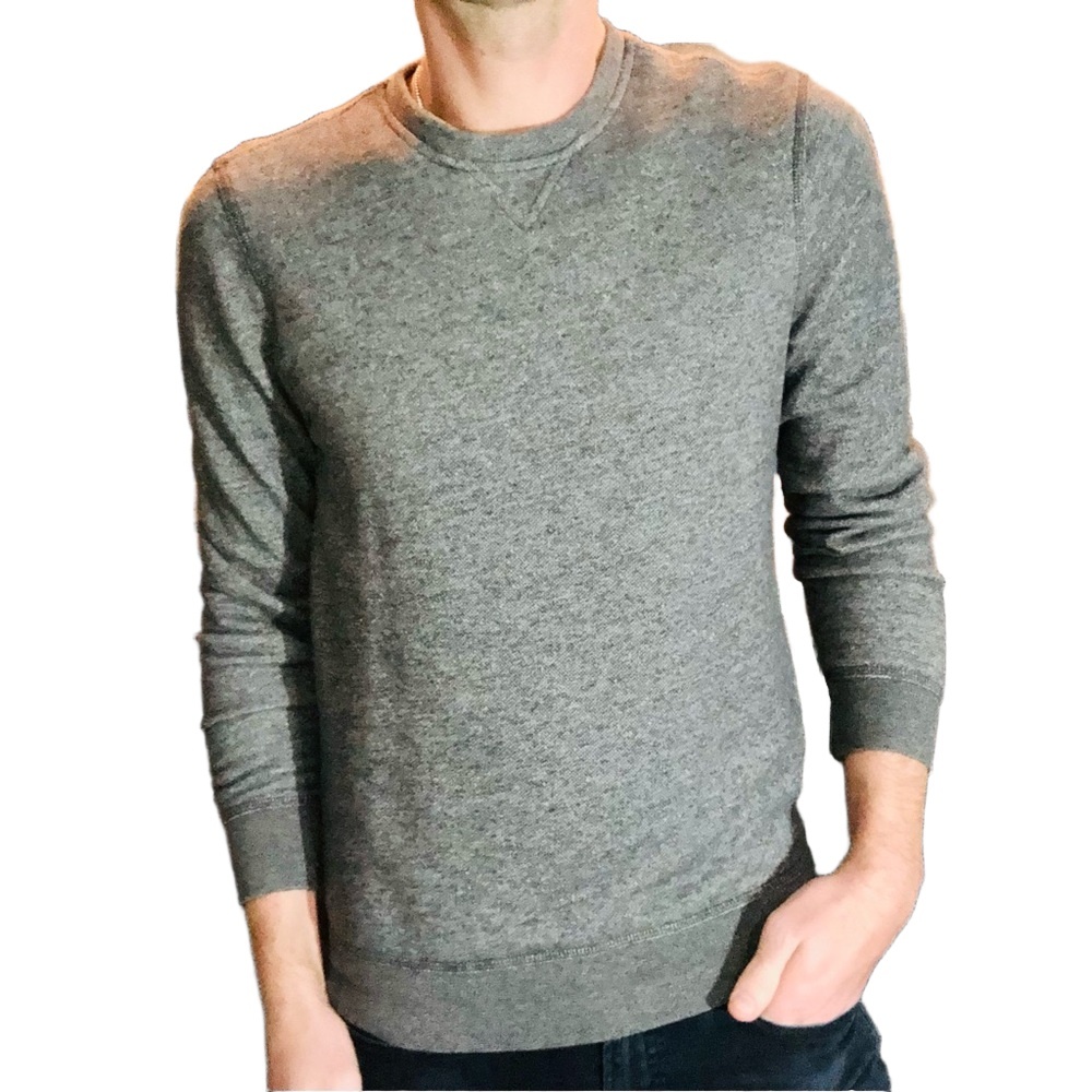 Bt Supply Co Mens Heather Gray Ribbed Crewneck Sweatshirt Size Medium
